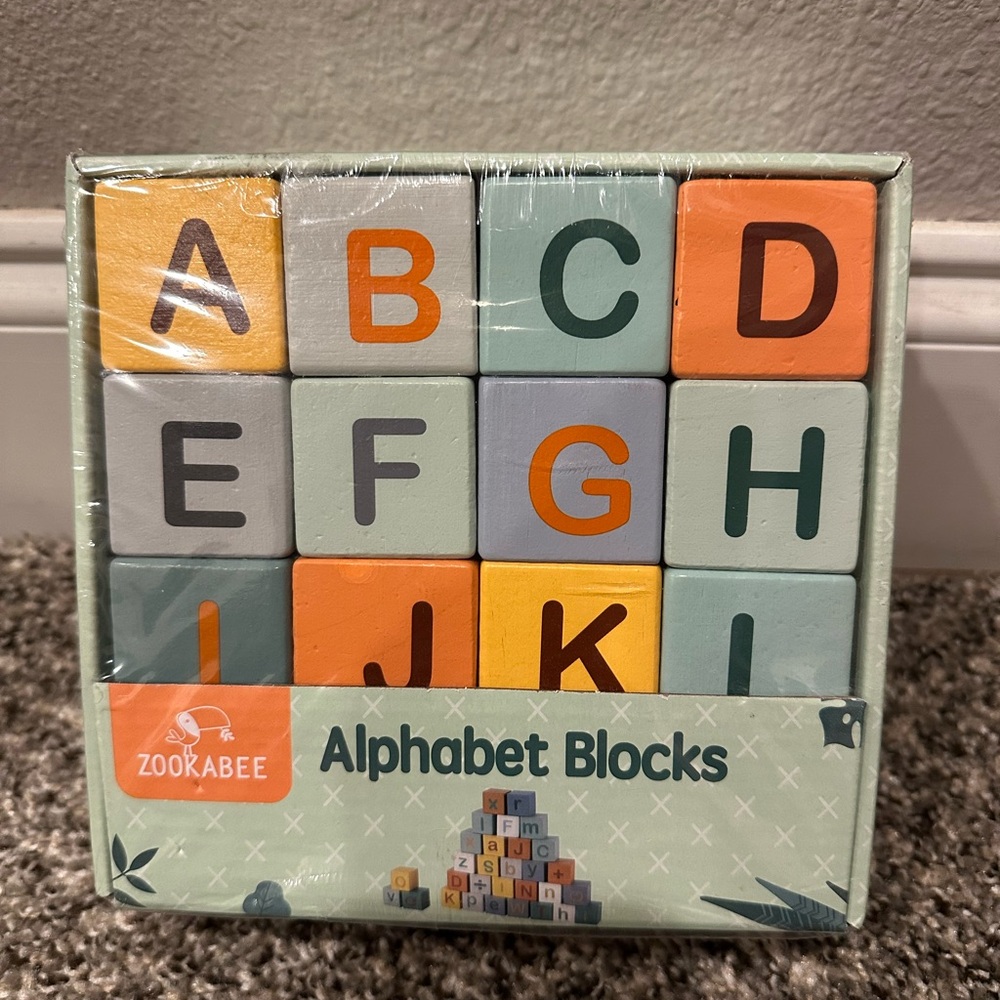 Zookabee Colorful alphabet wooden blocks Stacking Abc NEW